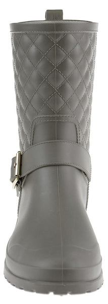 Capelli New York Ladies Matte Solid Grey Quilted Mid-Calf Rain Boot