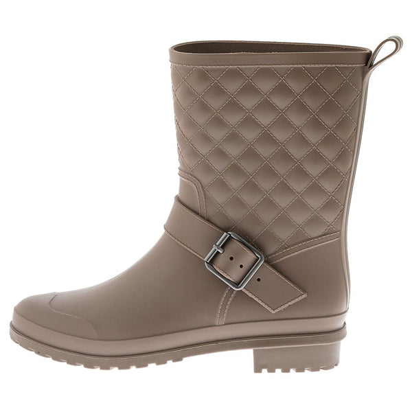 Capelli New York Ladies Matte Solid Taupe Quilted Mid-Calf Rain Boot