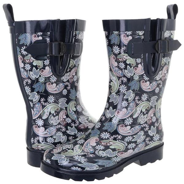 Capelli New York Ladies Multicolored Ornate Paisley Mid-Calf Rain Boot