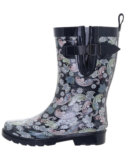 Capelli New York Ladies Multicolored Ornate Paisley Mid-Calf Rain Boot