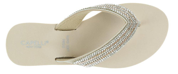 Capelli New York Ladies Natural Gem Trimmed Wedge Flip Flop