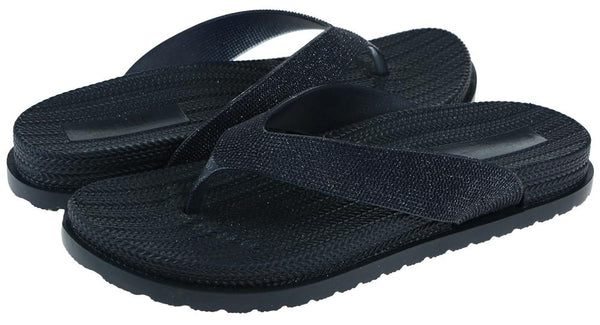 Capelli New York Ladies Navy Glitter Textured Flip Flop