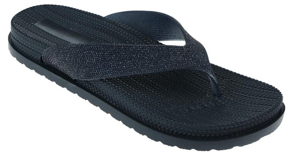 capelli new york Ladies Navy Glitter Textured Flip Flop