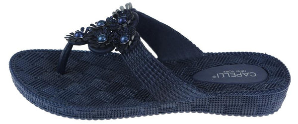 Capelli New York Ladies Navy Woven Textured Flip Flop