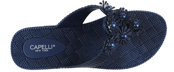 Capelli New York Ladies Navy Woven Textured Flip Flop