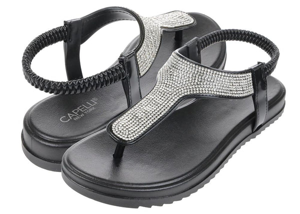 Capelli New York Ladies Opaque Jelly Sandal With Gem Trim And Elastic Back