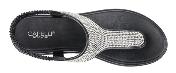 Capelli New York Ladies Opaque Jelly Sandal With Gem Trim And Elastic Back