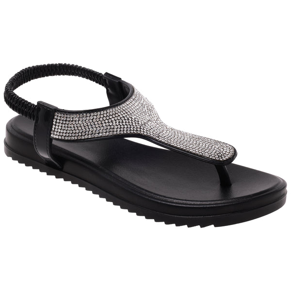 capelli new york Ladies Opaque Jelly Sandal with Gem Trim and Elastic Back