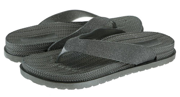 Capelli New York Ladies Pewter Grey Glitter Textured Flip Flop
