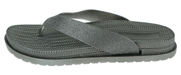 Capelli New York Ladies Pewter Grey Glitter Textured Flip Flop