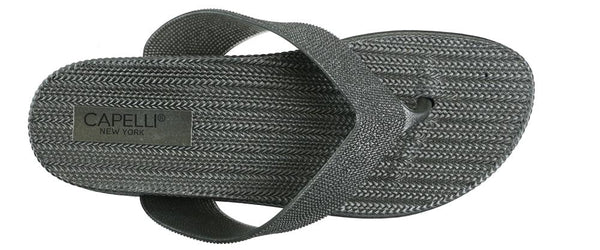 Capelli New York Ladies Pewter Grey Glitter Textured Flip Flop