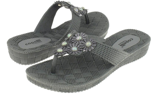 Capelli New York Ladies Pewter Grey Woven Textured Flip Flop