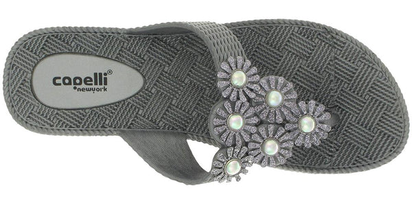 Capelli New York Ladies Pewter Grey Woven Textured Flip Flop