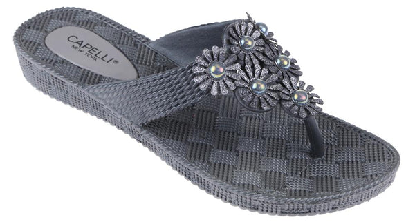 capelli new york Ladies Pewter Grey Woven Textured Flip Flop