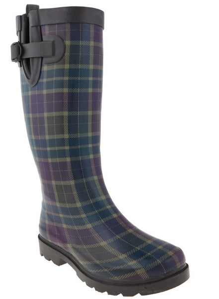capelli new york Ladies Plaid Tall Rubber Rain Boot