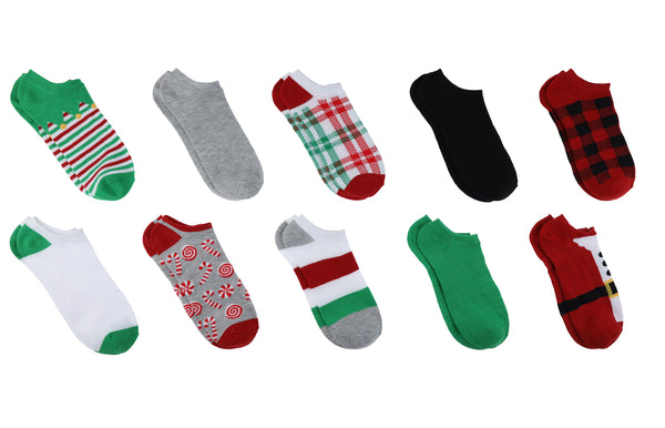 capelli new york Ladies Santa Suit 10 Pack No Show Socks