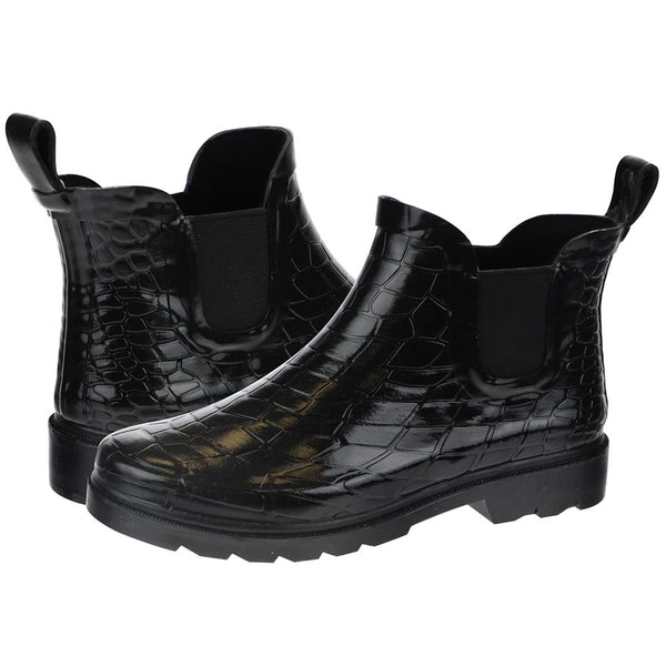 Capelli New York Ladies Shiny Croco Embossed Short Rain Boot