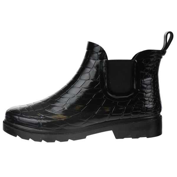 Capelli New York Ladies Shiny Croco Embossed Short Rain Boot