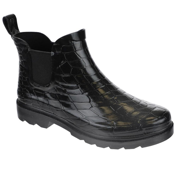 capelli new york Ladies Shiny Croco Embossed Short Rain Boot