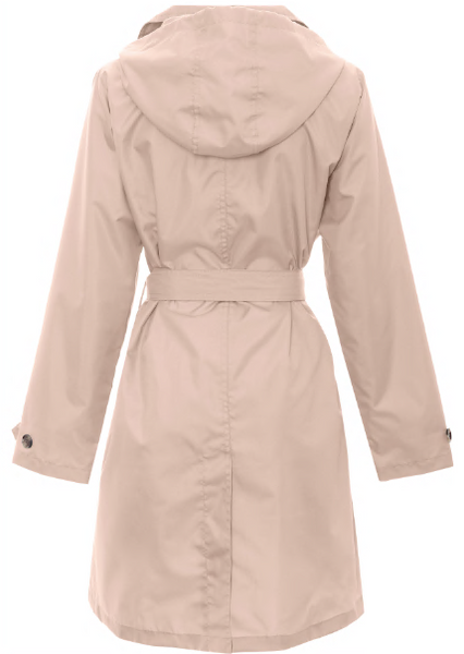 Capelli New York Ladies Solid Dusty Pink Mid-Length Basic Rain Coat With Removable Hood