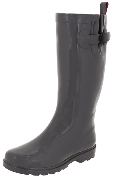Capelli New York Ladies Solid Grey Tall Rubber Rain Boot