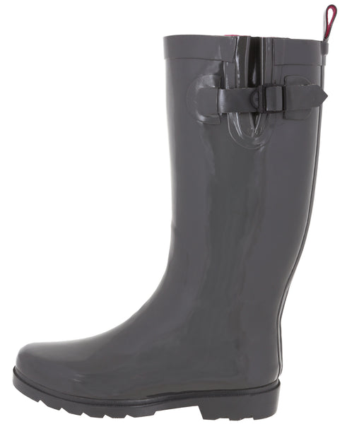 Capelli New York Ladies Solid Grey Tall Rubber Rain Boot