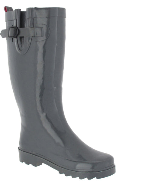 capelli new york Ladies Solid Grey Tall Rubber Rain Boot