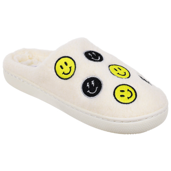capelli new york Ladies Wool Scuff with Multi Smiley Face Applique