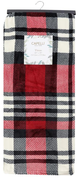 capelli new york Large Winter Plaid Cozy Throw Blanket