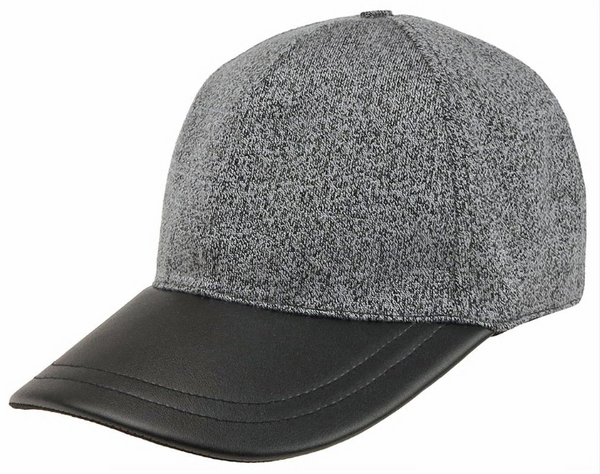 Capelli New York Marled Grey Baseball Hat With Faux Leather Brim