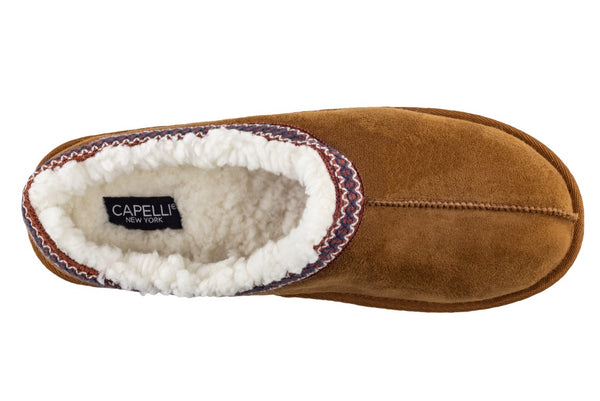 Capelli New York Men's Faux Suede Moccasin With Contrast Whip Stitching