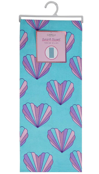 Capelli New York Mermaid Hearts Cotton Velour Beach Towel