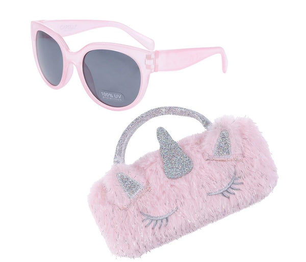 Capelli New York Metallic Fur Unicorn Sunglasses & Case Set