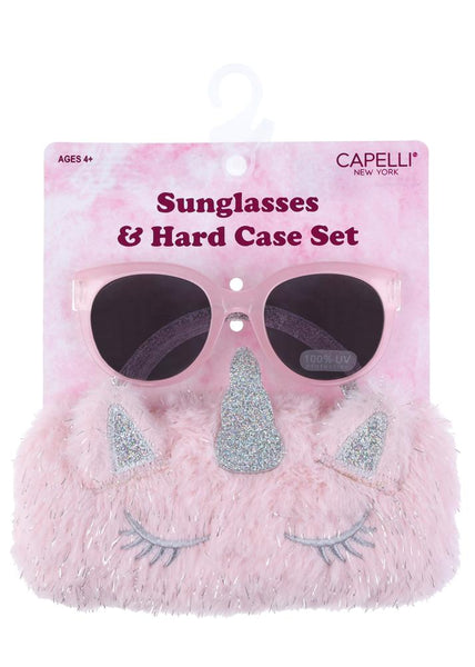 capelli new york Metallic Fur Unicorn Sunglasses & Case Set