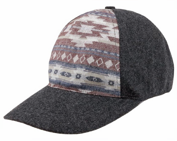 Capelli New York Mixed Navajo Printed And Solid Faux Wool Baseball Hat