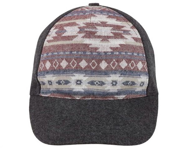 capelli new york Mixed Navajo Printed and Solid Faux Wool Baseball Hat