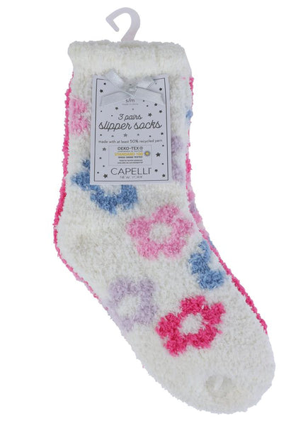 Capelli New York Multi Florals 3pk Cozy Slipper Socks