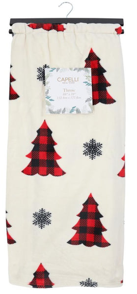 capelli new york Plaid Christmas Trees Micro Cozy Throw Blanket