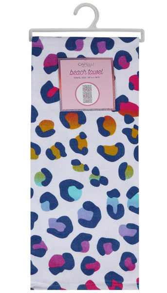 Capelli New York Rainbow Cheetah Cotton Velour Beach Towel