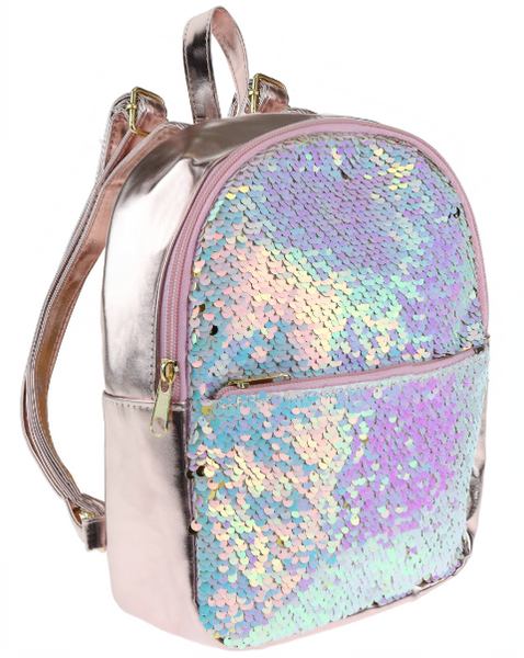 Capelli New York Reversible Sequin Mini Backpack With Straps - Gold And Muti-White Sequins