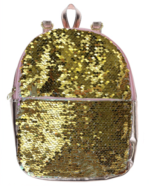 Capelli New York Reversible Sequin Mini Backpack With Straps - Gold And Muti-White Sequins