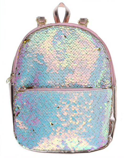 capelli new york Reversible Sequin Mini Backpack with Straps - Gold and Muti-White Sequins