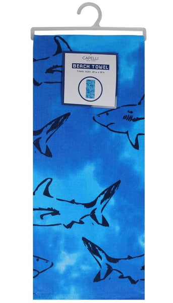 Capelli New York Tie Dye Sharks Cotton Velour Beach Towel