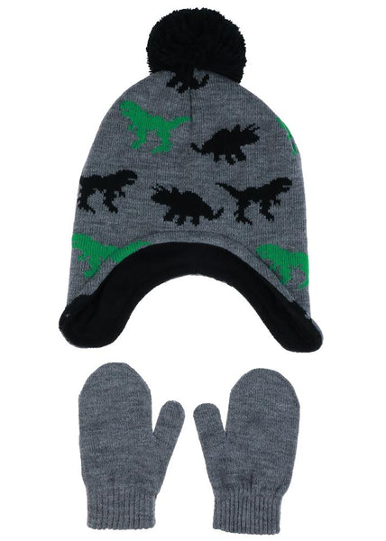 capelli new york Toddler Boys Dino Hat and Mittens 2pc Set
