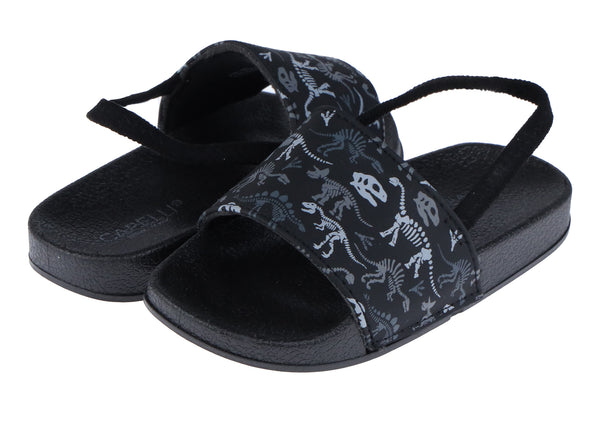 Capelli New York Toddler Boys Dinosaur Bones Printed Slide With Elastic Backstrap