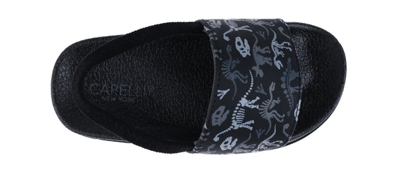 Capelli New York Toddler Boys Dinosaur Bones Printed Slide With Elastic Backstrap