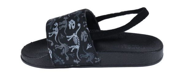 Capelli New York Toddler Boys Dinosaur Bones Printed Slide With Elastic Backstrap