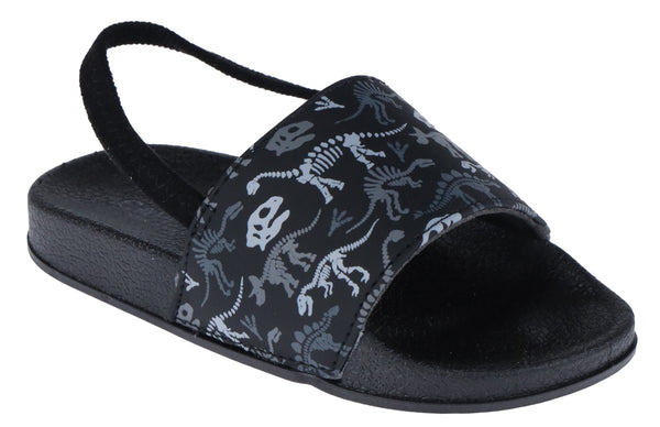 capelli new york Toddler Boys Dinosaur Bones Printed Slide with Elastic Backstrap