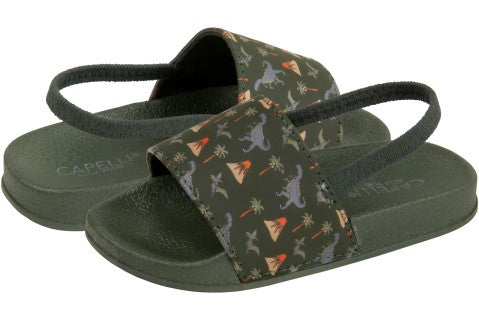 Capelli New York Toddler Boys Dinosaur Printed Slide With Elastic Backstrap