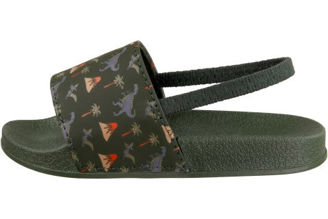 Capelli New York Toddler Boys Dinosaur Printed Slide With Elastic Backstrap